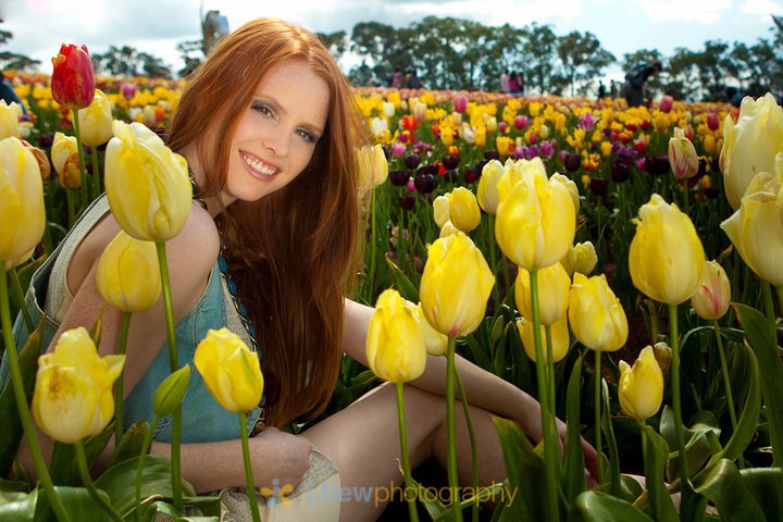 Female model photo shoot of Krystal Edebohls in Tesselarr Tulip Festival