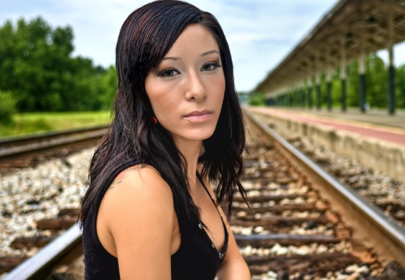 Male and Female model photo shoot of AllPurposeVisuals and Mia Wardlaw in Fayetteville Train Station