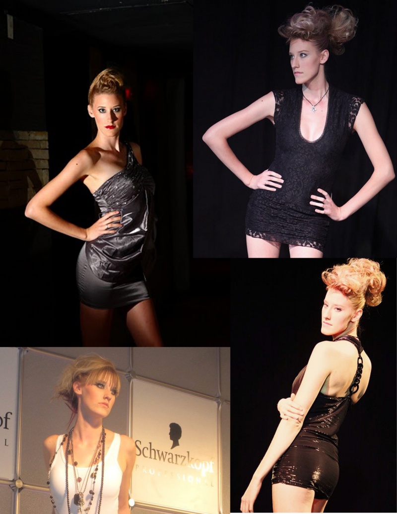 Female model photo shoot of Corbyn in Various, hair styled by Carlos Spellbound, clothing designed by Joy-Couture 