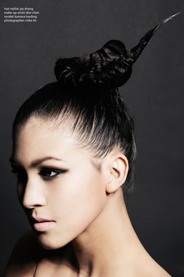Female model photo shoot of Kamara Harding by MikeLin, hair styled by Jay Zhang