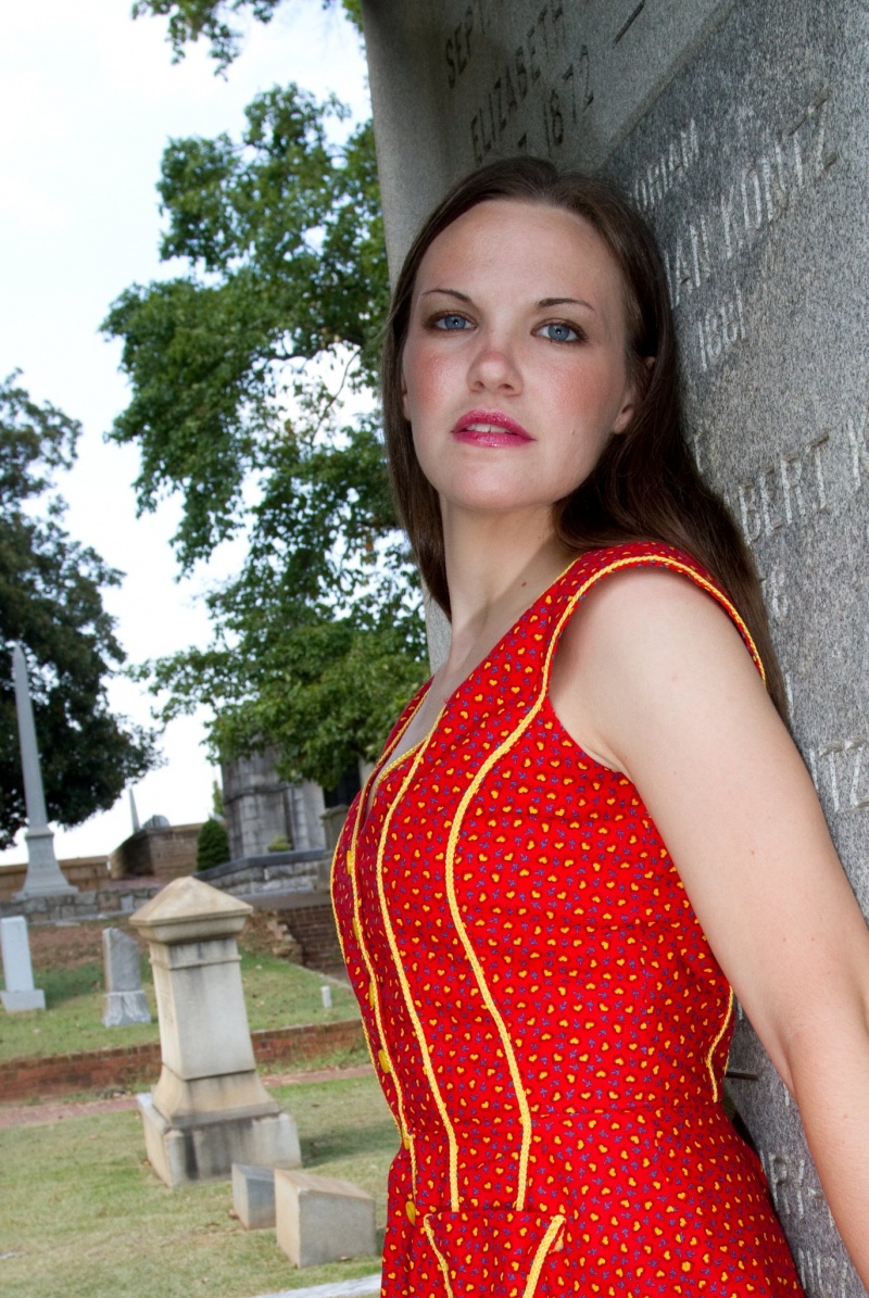 Female model photo shoot of Hope Foster in Oakland Cemetery, Atlanta, GA