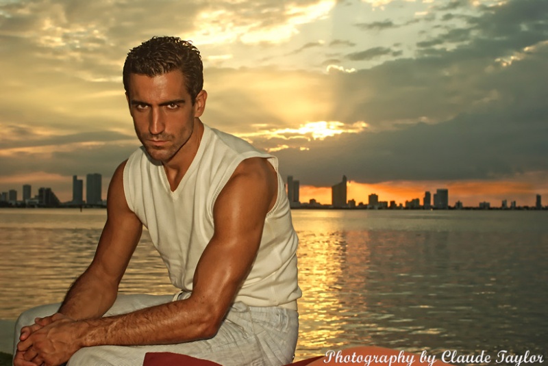 Male model photo shoot of Claude Taylor in Sunset Island Miami Beach