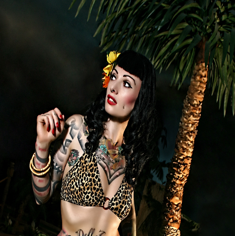 Female model photo shoot of Ceri - Snarl in Tiki World