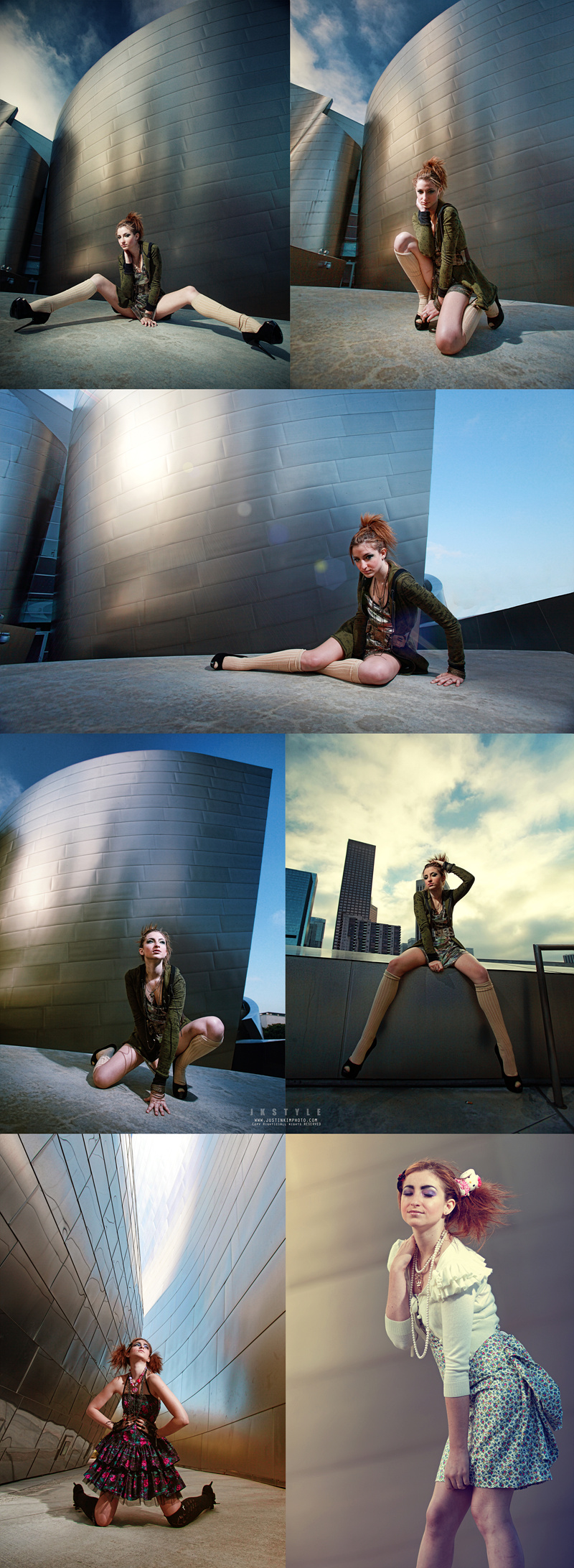 Male and Female model photo shoot of JK Style and serenabeana in Disney Concert Hall, makeup by HAirMAKEUPbyZOLAH