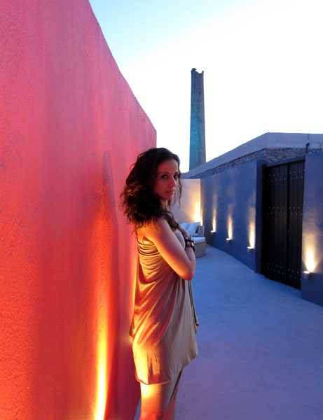 Female model photo shoot of Lisa Folino in santorini greece