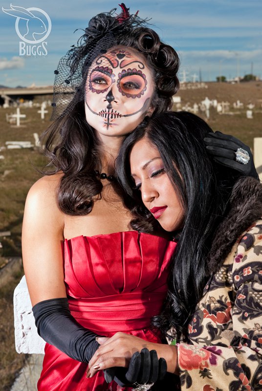 Female model photo shoot of Dina DeVore and Erika Arvizo by Buggs Photography in San Jose Cemetery, Albuquerque, NM