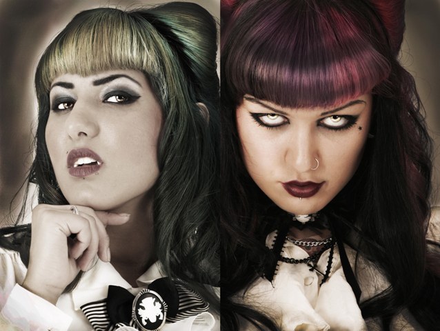 Female model photo shoot of Miss Cherry Martini and Dani Frankenstein by DoubleExposure, hair styled by MadamK