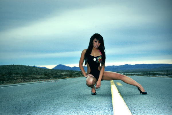 Female model photo shoot of Roxcii by Michael Ferraro in Las Vegas BLVD