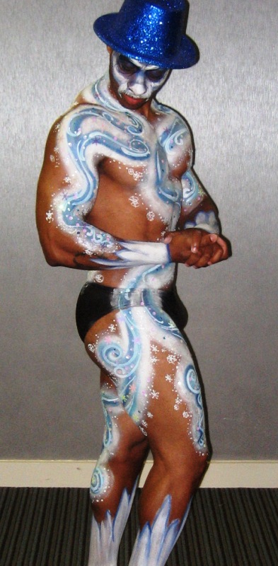 Female and Male model photo shoot of Cat Camp and Carlos Blackman in Orlando, FL, body painted by Cat Camp