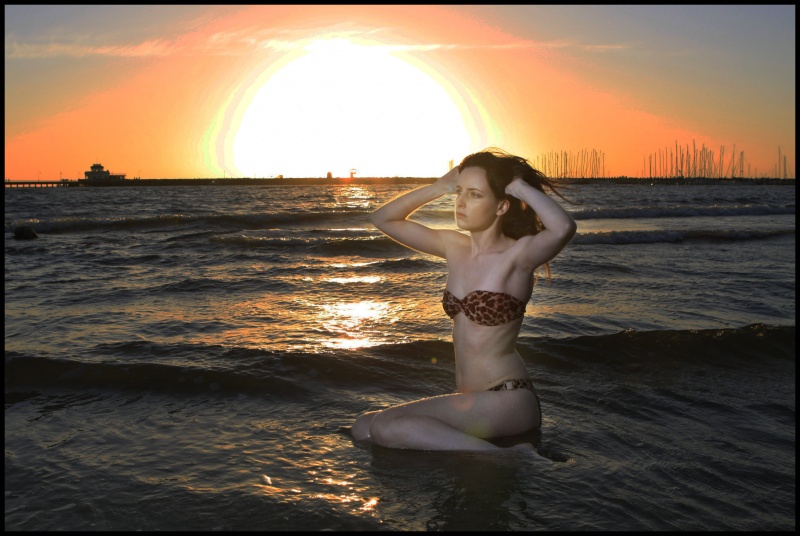 Female model photo shoot of Kalixi by Mr Steve P in St Kilda Beach