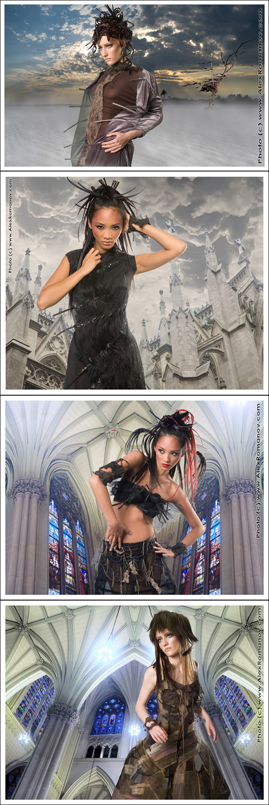 Male and Female model photo shoot of Alex Romanov, Su zie and Liiratai in NYC-Saint Patrick's Cathedral, hair styled by Irina Cher, makeup by Jordana David