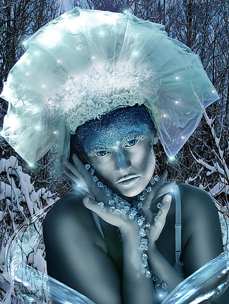 Female model photo shoot of Jacquelynne by Tytaniafairy in Winter Paradise, makeup by mcgilartist