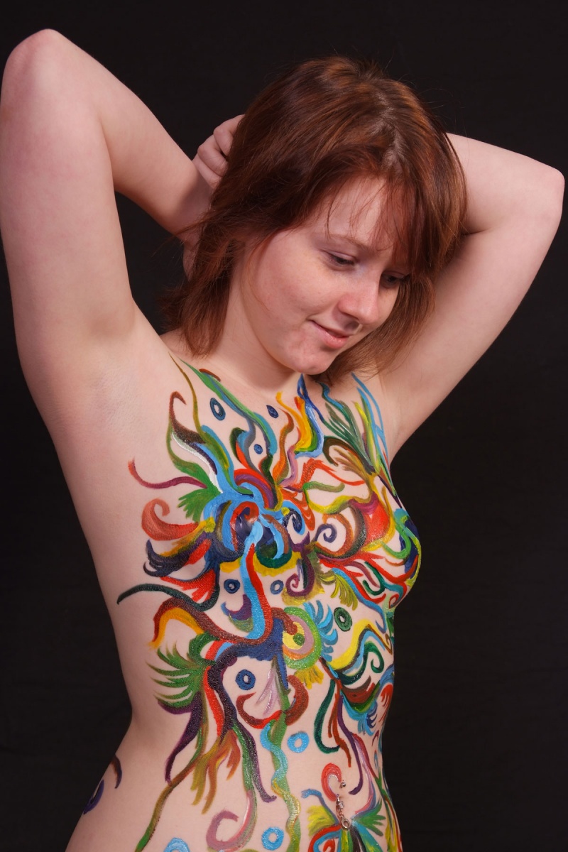 Male and Female model photo shoot of J Maxwell Photography and Shelynn -, body painted by Cat Living Canvas