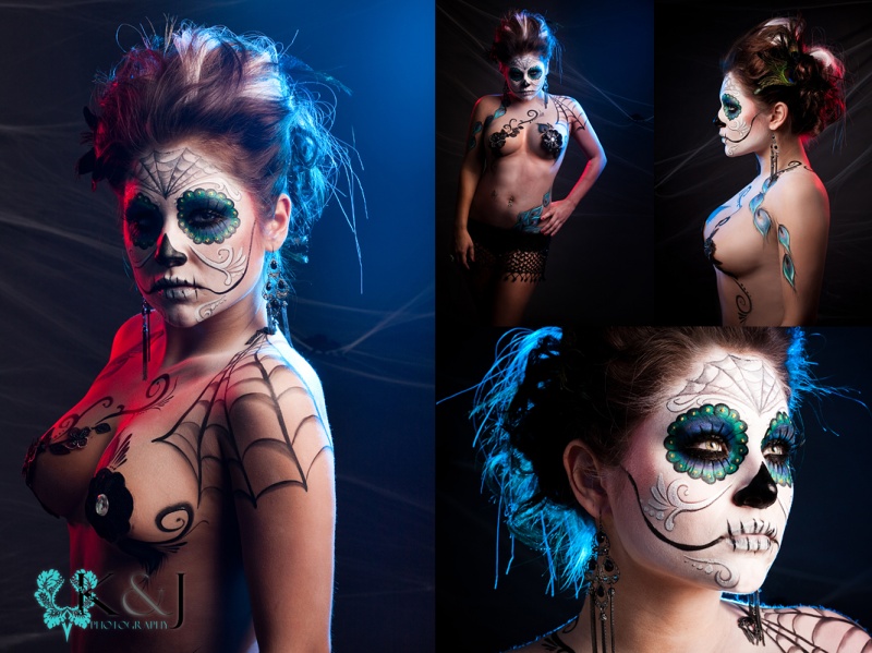 Female model photo shoot of Jami Laree and Nichole Nova, body painted by Donna Hofstee