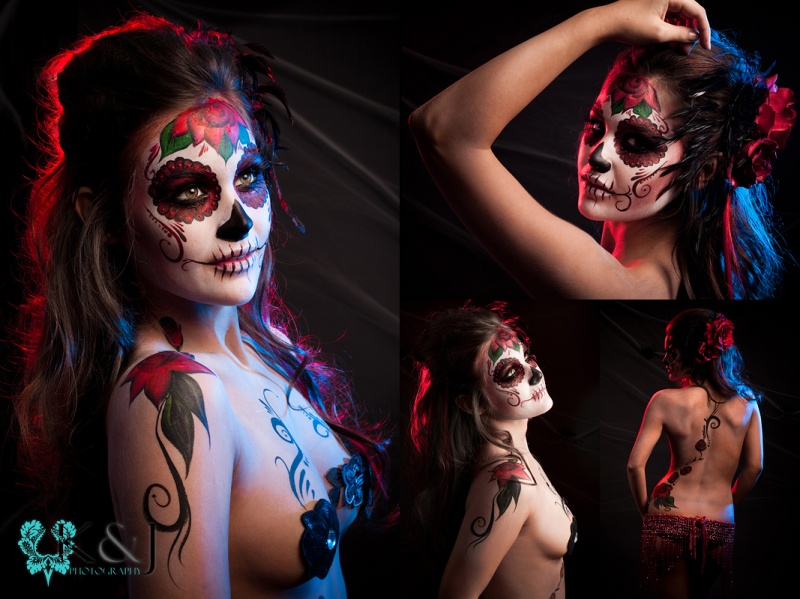 Female model photo shoot of Jami Laree and Meagan Corinne, body painted by Donna Hofstee