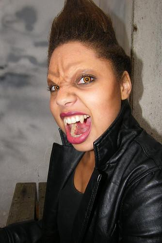 Female model photo shoot of Stefanie Make-up in Walibi world Halloween fright nights