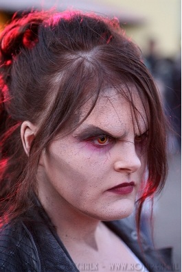 Female model photo shoot of Stefanie Make-up in Walibi world Halloween fright nights 2010