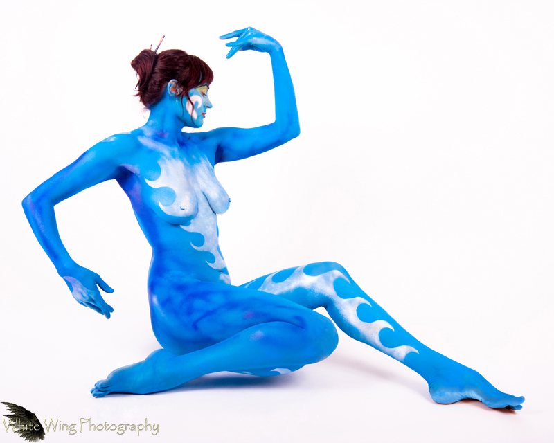 Female model photo shoot of Garden of Heather by White Wing Photography, body painted by Extreme Body Art