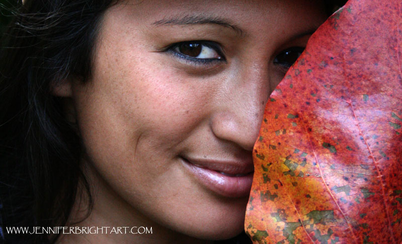Female model photo shoot of Jennifer Bright Art in Oahu, Hawaii