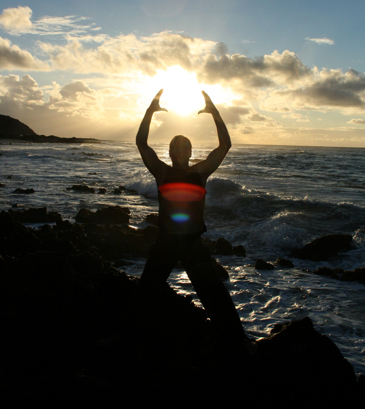 Female model photo shoot of Jennifer Bright Art in Sandy's Beach Sunrise, Oahu, Hawaii