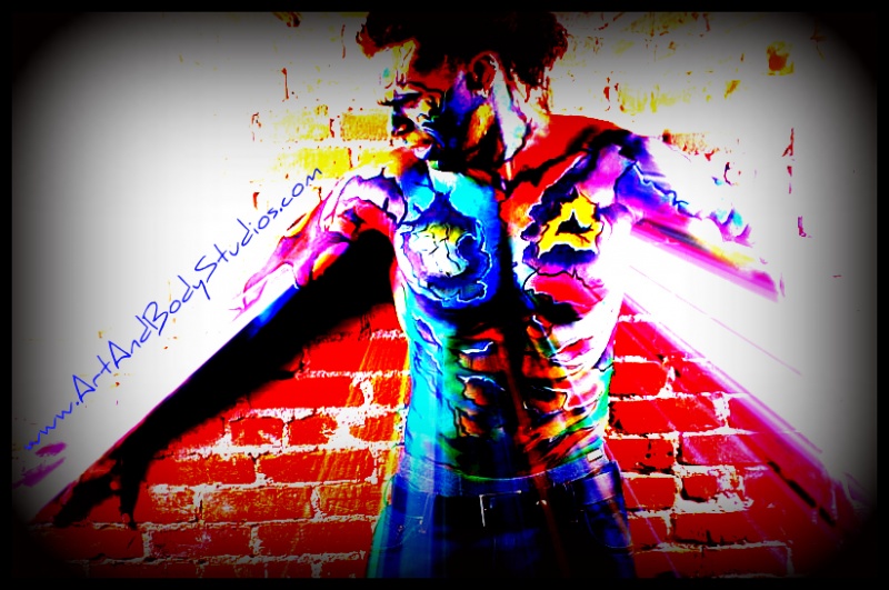 Male model photo shoot of ArtAndBodyStudios and Anomaly01 in Kalamazoo, MI, US, body painted by Jest Paint