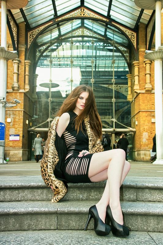 Female model photo shoot of mariza bairaktari in Liverpool Street Station, London