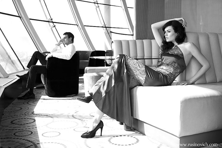 Female model photo shoot of Irina Rusinovich in Swissotel, CitySpace bar Moscow Russia