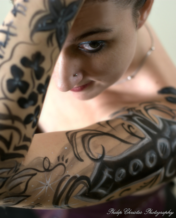 Female model photo shoot of Rachel Synn, body painted by BodyPainter Philip S