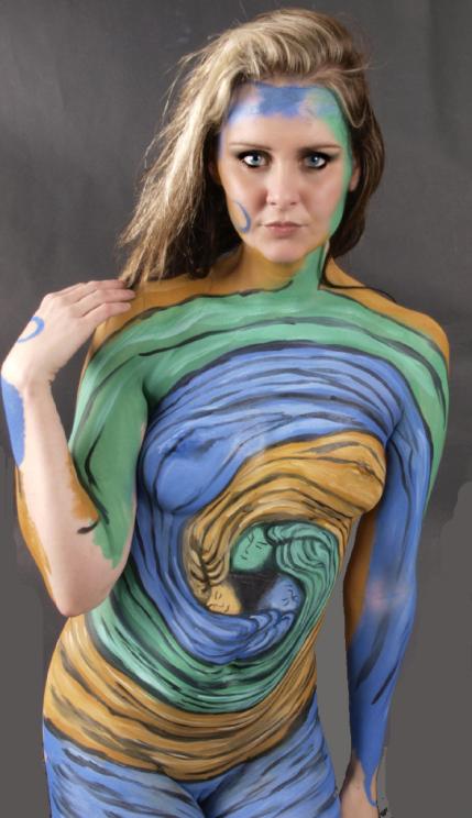 Female model photo shoot of Crystal Eileen in Queens,N.Y., body painted by Bodies of Paint