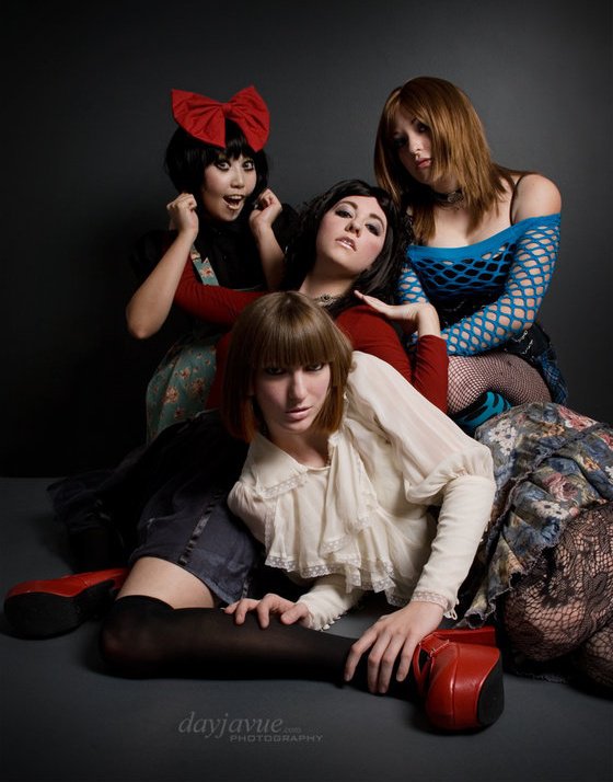 Female model photo shoot of Genevieve Nouveau, Amara Von Nacht, Onihime Miffy and Katlin Sumners by DayJaVUE Photography