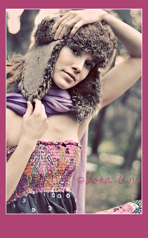 Female model photo shoot of Lora Ann Photography and Panda 