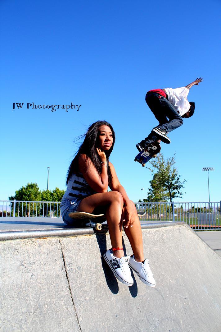 Male and Female model photo shoot of J House and Rose Savage in Skate Park