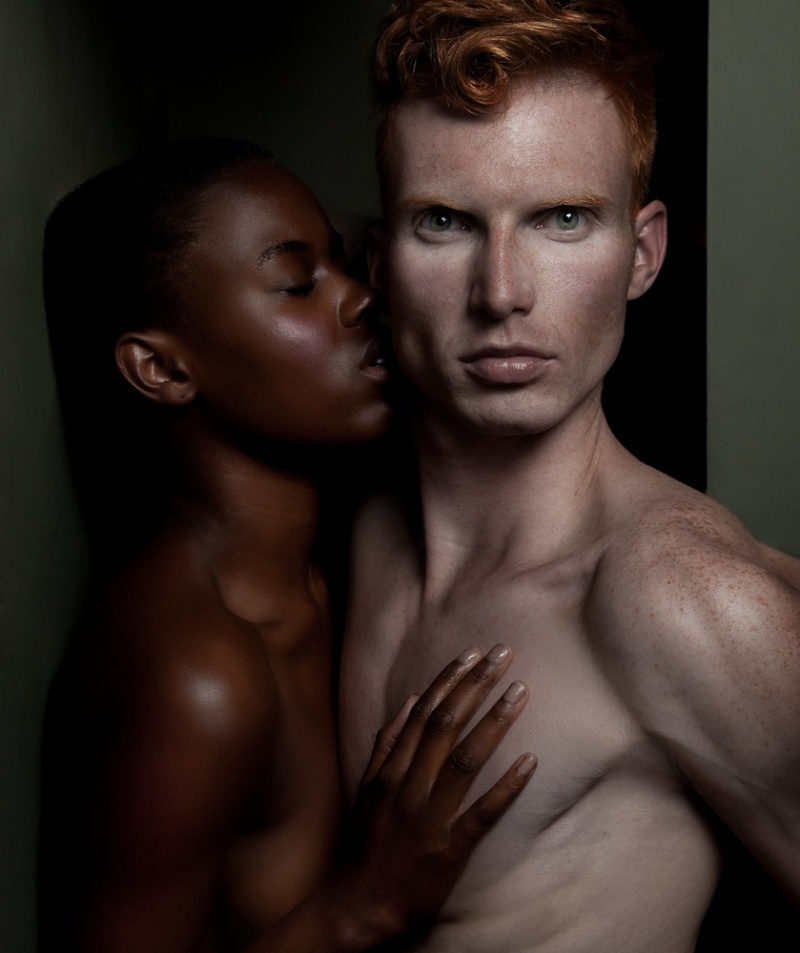 Male and Female model photo shoot of Dawid Czaja, Symmy and Martin Angerbauer in London, UK, makeup by Bea Sweet