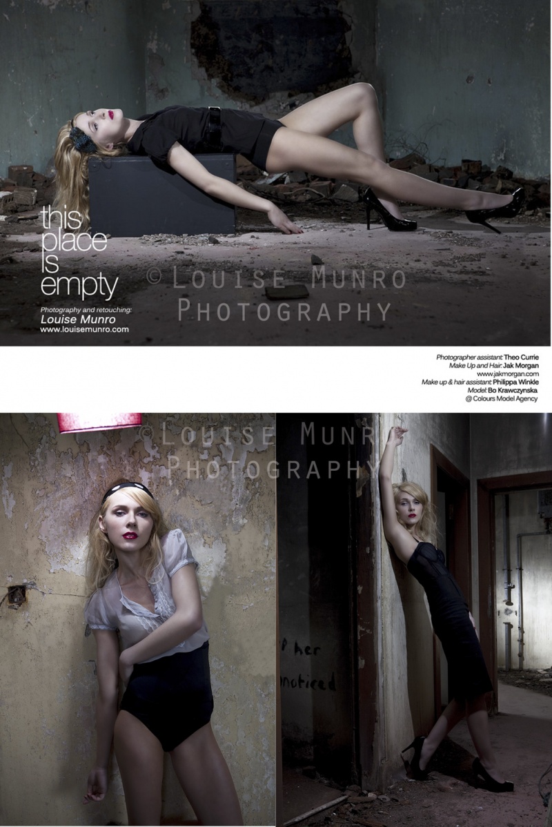 Female model photo shoot of Louise Munro and bo k, makeup by Jak Morgan