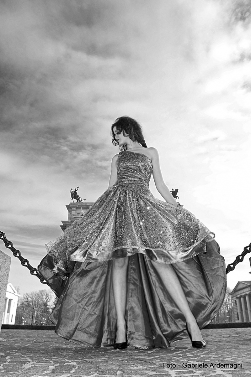Female model photo shoot of Giovanna MM by Gabriele Ardemagni Foto in Arco della pace, Milano, clothing designed by Machicao Couture