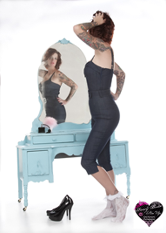 Female model photo shoot of Fancy Pants Pinups in Studio