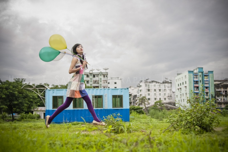 Female model photo shoot of Htsan in Yangon, Burma