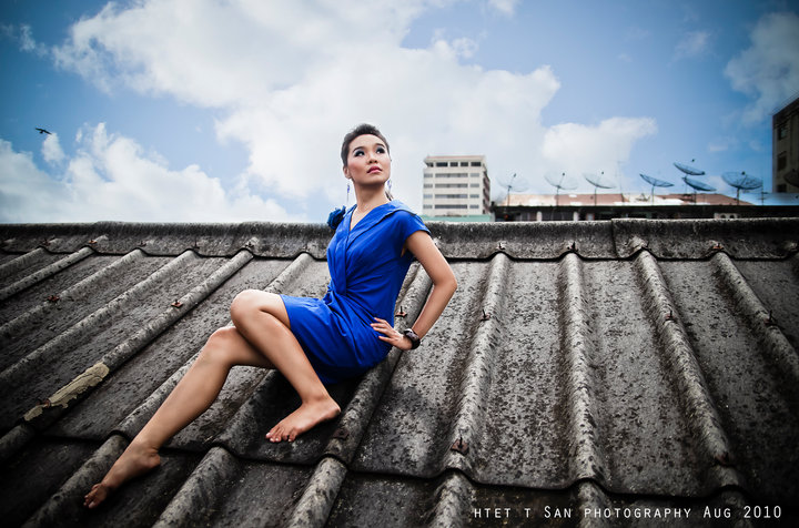 Female model photo shoot of Htsan in Yangon, Burma