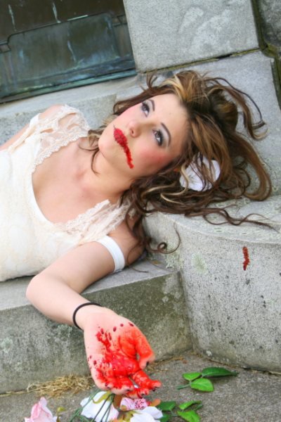 Female model photo shoot of Darcy Jones in graveyard photoshoot, hair styled by Caitlin J Doris