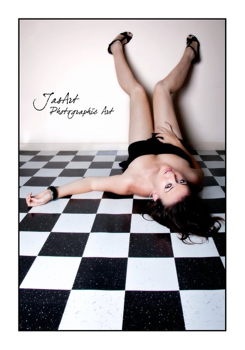 Female model photo shoot of Hidance in the kitchen floor
