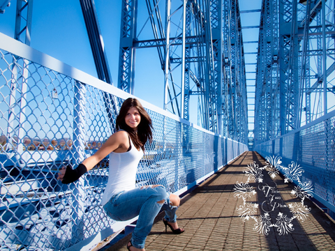 Female model photo shoot of Tracie Jean Photo in Cincinnati Ohio Suspension Bridge