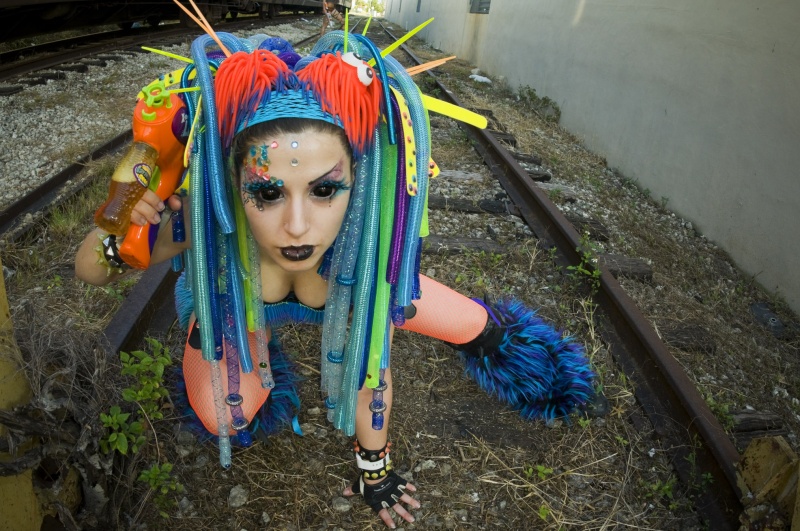 Female model photo shoot of MeowMixxx in Alien Crash Site