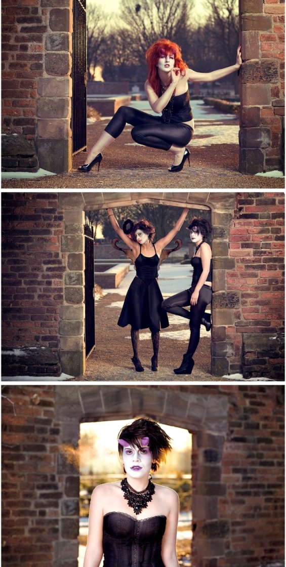 Female model photo shoot of Marianne Campbell, Aly Lanchester and Jas Kaur Duggal by Dornrade Photography in Aston Hall, Birmingham, makeup by SJLush