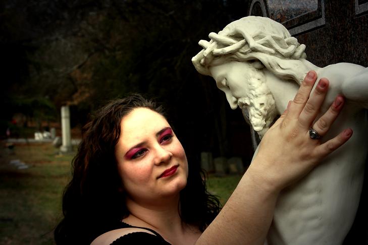 Female model photo shoot of celeste sapphire in elmwood cemetery columbia sc