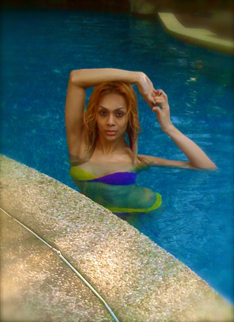 Female model photo shoot of CHANNEL 5 in Pool