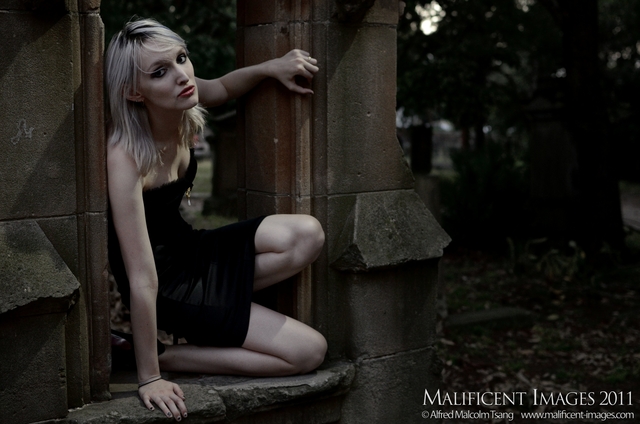 Female model photo shoot of KateO by Malificent Images in Newtown Cemetary