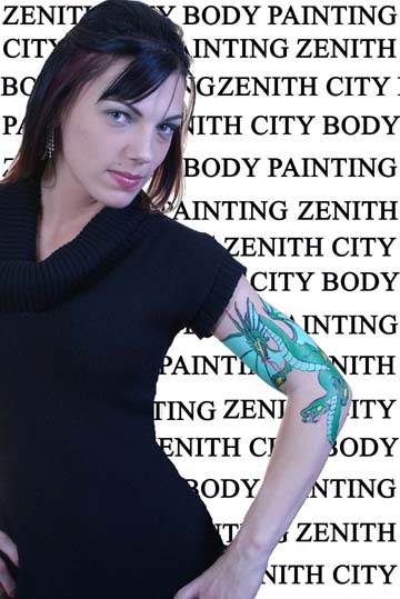 Male and Female model photo shoot of ZenithCity Bodypainting and SylAgnBok by Larry Lyons Photography
