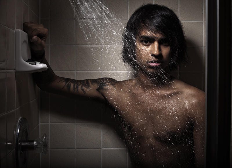 Male model photo shoot of V I S H N U in my shower.