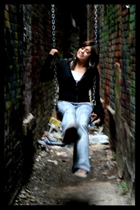 Female model photo shoot of V Elle in Graffiti Alley, Toronto Ontario