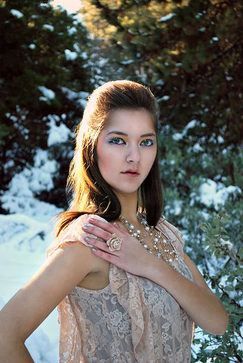 Female model photo shoot of Cher Vue in Snow